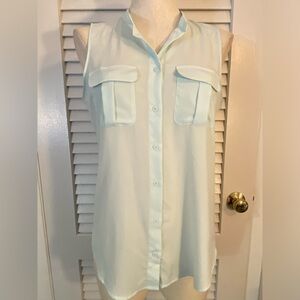 Baby Blue “Banana Republic” Sleeveless Button Down Top- Size Small